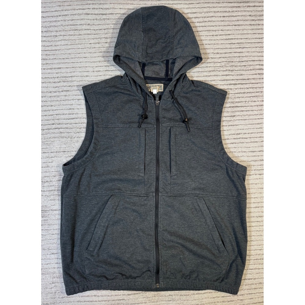 Duluth Trading Co Mens XL Full Zip Hooded Vest Charcoal Gray Sleeveless Hoodie